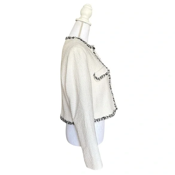 MNG Cinta Open Front Crop Tweed Jacket-Size Medium - Picture 6 of 13